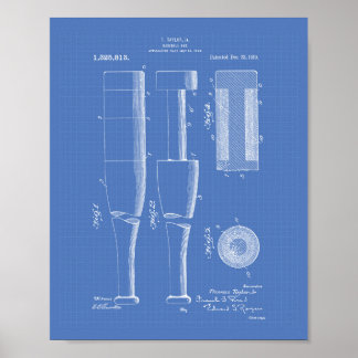 Baseball Fladdermus 1919 Patent Art - blåkopia Poster