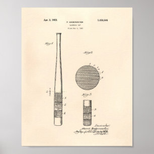 Baseball Fladdermus 1923 Patent Art - Gamla peper Poster