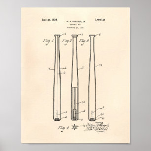 Baseball Fladdermus 1924 Patent Art - Old Peper Poster
