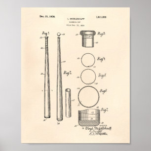 Baseball Fladdermus 1926 Patent Art - Gamla peper Poster