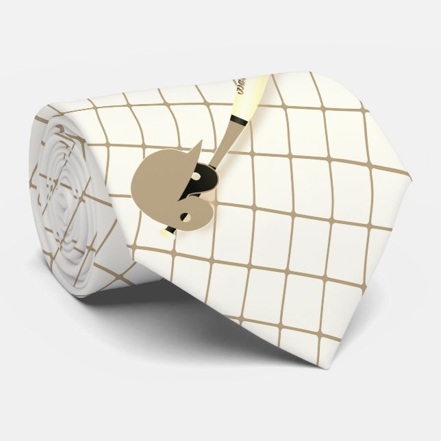 Baseball Fladdermus Boll Helmet Tan Check Necktie Slips (Rullad)