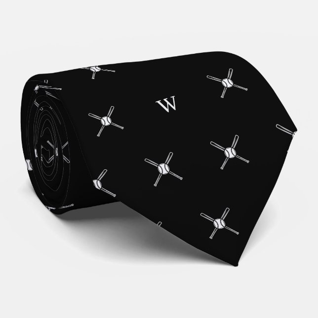 Baseball Fladdermus Boll Monogram Initialer Black  Slips (Rullad)