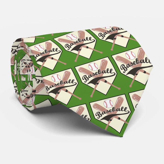 Baseball Fladdermus Boll och Base Necktie Slips (Rullad)