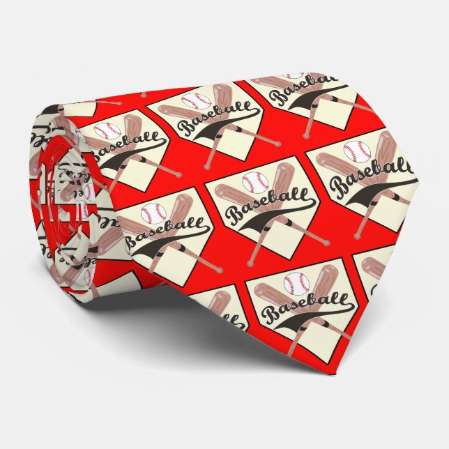 Baseball Fladdermus Boll och Base Necktie Slips (Rullad)