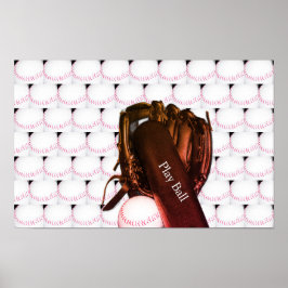 Baseball Fladdermus Glove Photo Poster