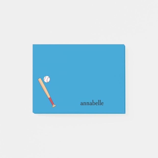 Baseball Fladdermus med Boll personalize Post-it Block (Framsida)