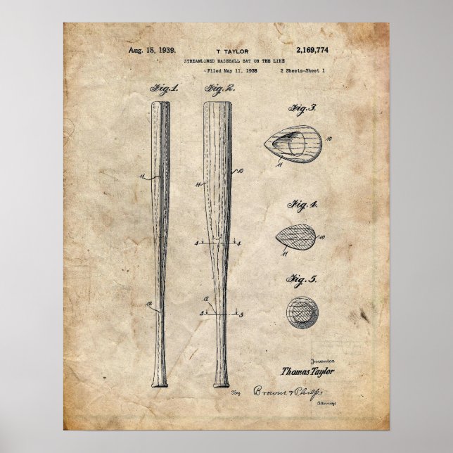 Baseball Fladdermus Patent Poster (Framsidan)