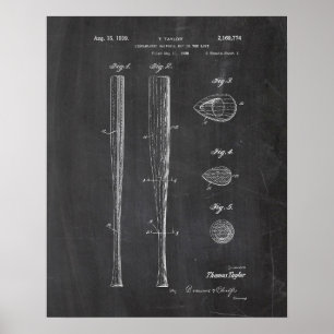 Baseball Fladdermus Patent Poster