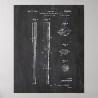 Baseball Fladdermus Patent Poster