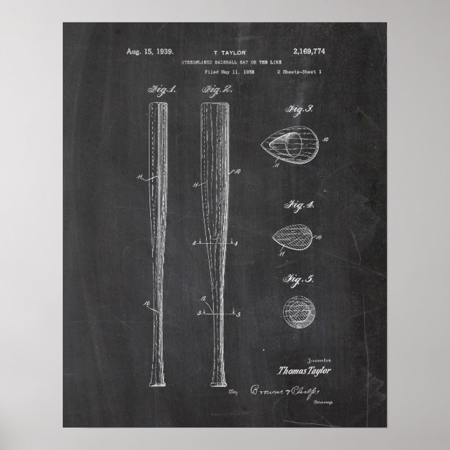Baseball Fladdermus Patent Poster (Framsidan)