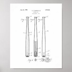 Baseball Fladdermus Patent Poster