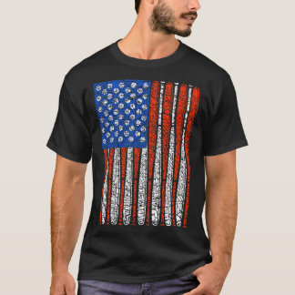 Baseball Fladdermus som USA:s Flagga Design T Shirt