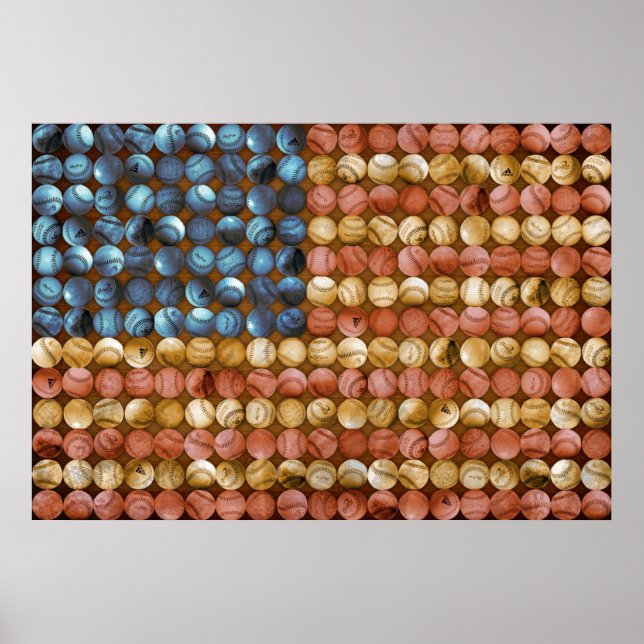 Baseball Flagga Art - USA:s historia firas Poster (Framsidan)