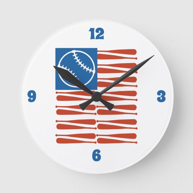 Baseball flagga rund klocka (Framsida)