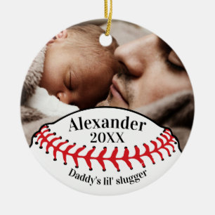Baseball Fläkt Pappor Lil Slugger med Photo Julgransprydnad Keramik