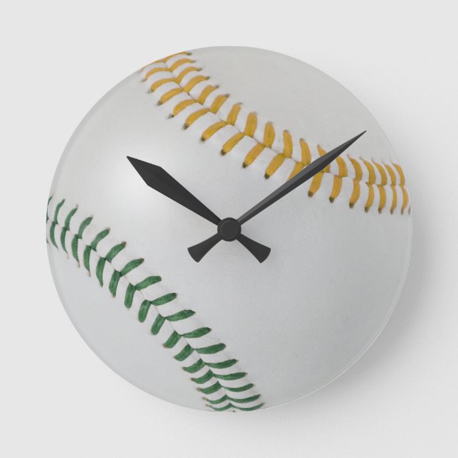 Baseball Fläkt-tastic_Färg Snöre_go_gr Rund Klocka (Framsida)