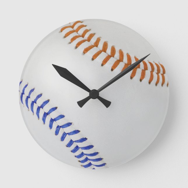Baseball Fläkt-tastic_Färg Snöre_og_bl Rund Klocka (Framsida)
