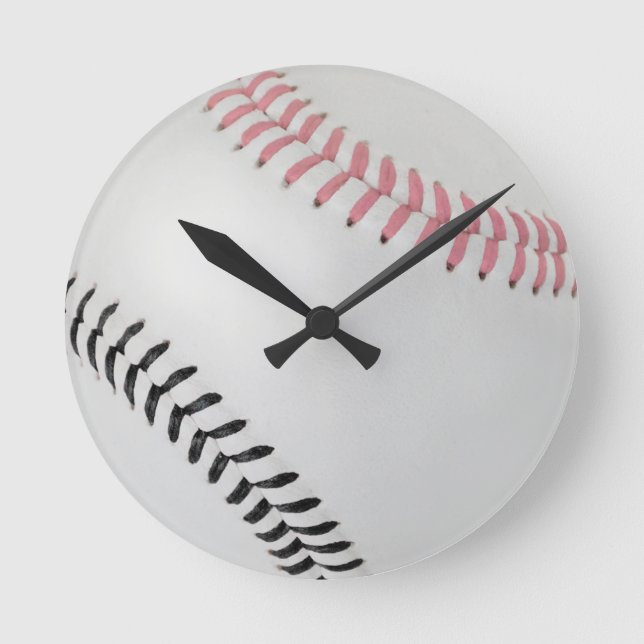 Baseball Fläkt-tastic_Färg Snöre_pk_bk Rund Klocka (Framsida)
