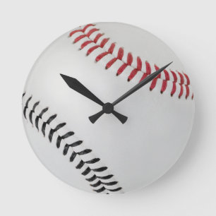 Baseball Fläkt-tastic_Färg Snöre_rd_bk Rund Klocka