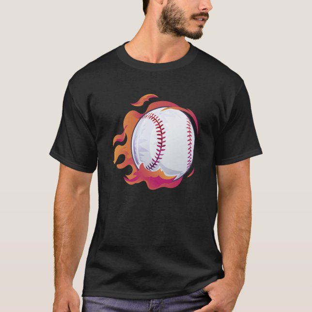 Baseball Flame Cute Baseball Player Coach Athlete T Shirt (Framsida)