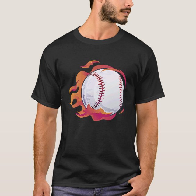 Baseball Flame Cute Baseball Player Coach Athlete T Shirt (Framsida)