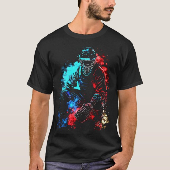 Baseball Flames Retro Baseball Bat Baseball Player T Shirt (Framsida)