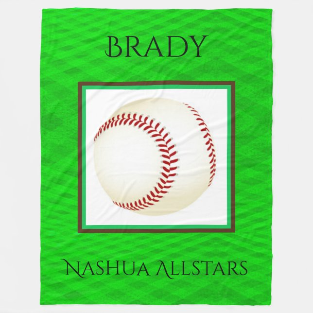 Baseball Fleece Blanket med eget namn och team (Framsidan)