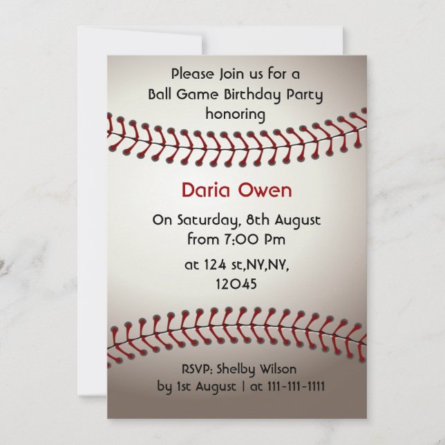 Baseball Födelsedagsfest inbjudan (Framsida)