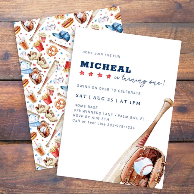 Baseball Födelsedagsfest inbjudan med alla stjärno (Modern Baseball Birthday Invitation)