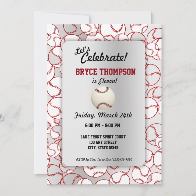 Baseball Födelsedagsfest Inbjudningar (Framsida)