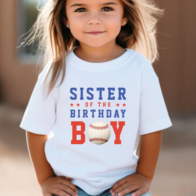 Baseball Födelsedagsfest Syskon Sister T-Shirt (Baseball Birthday Party Sibling Sister T-Shirt)
