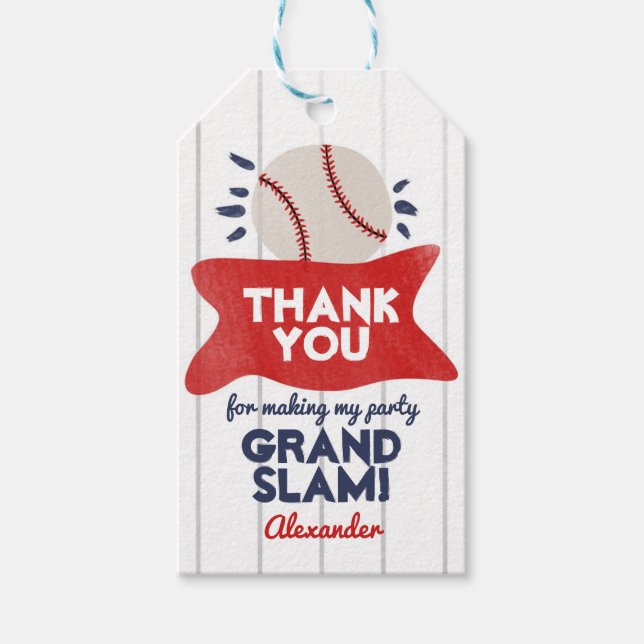 Baseball Födelsedagsfest Tack Gift-Märkre Presentetikett (Framsidan)