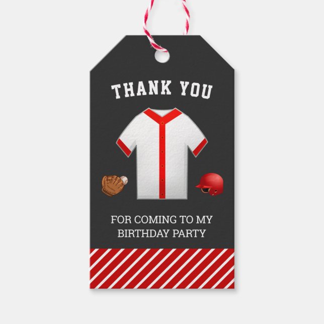 Baseball Födelsedagsfest-Tack till förmån Presentetikett (Framsidan)