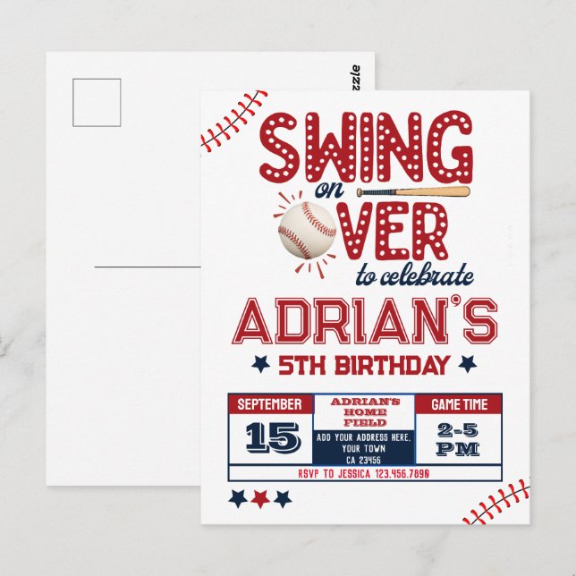 Baseball födelsedagsgrabb vykort (Fram/baksida)