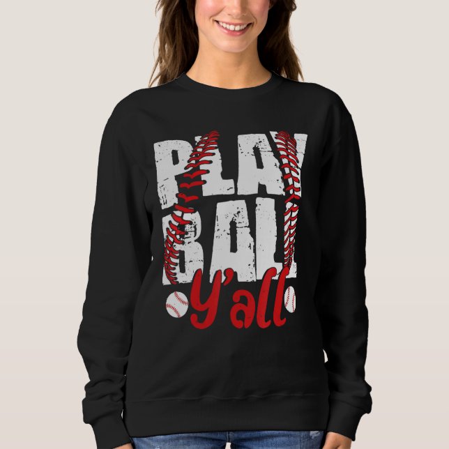Baseball  for Women  Play Ball Y all Mom Fan T Shirt (Framsida)