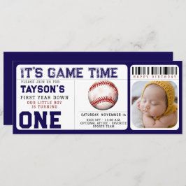 Baseball första året nedåt 1:a födelsedag Biljett Inbjudningar