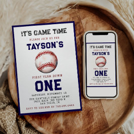 Baseball första året nedåt 1:a födelsedag inbjudningar