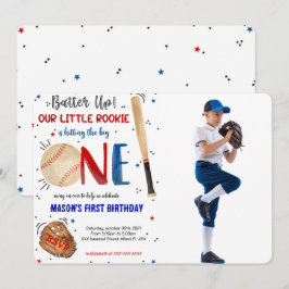 Baseball första födelsedag Fotoinbjudan Inbjudningar