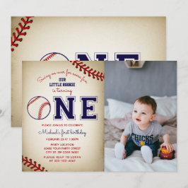 Baseball första födelsetalet Foto Inbjudningar