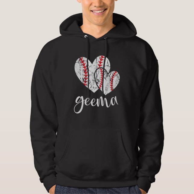 Baseball Geema Heart Ball  Proud Grandma Mother s  Hoodie (Framsida)