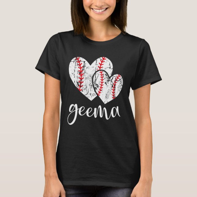 Baseball Geema Heart Ball  Proud Grandma Mother s  T Shirt (Framsida)