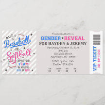 Baseball Gender Reveal Biljett Stil