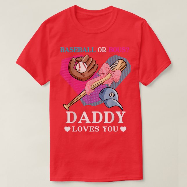 Baseball Gender Reveal TeamBaseball eller Bow Pape T Shirt (Design framsida)