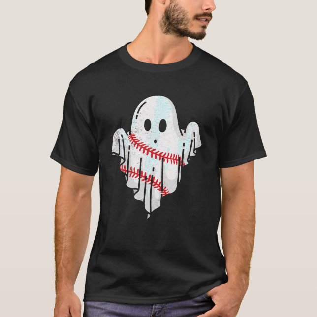 Baseball Ghost Boys Baseball Älskare Retro Hallowe T Shirt (Framsida)