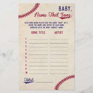 Baseball gissar babyspelet Baby Sång. Flygblad