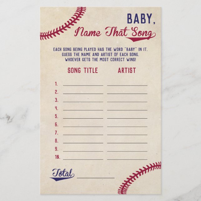 Baseball gissar babyspelet Baby Sång. Flygblad (Framsidan)