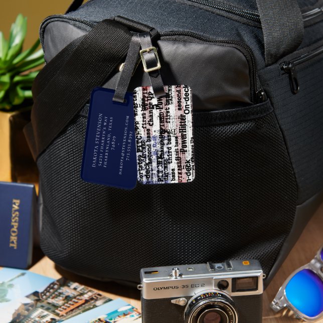 Baseball Glory | Grunge American Flagga Grunge Bagagebricka (Fram & Baksida)