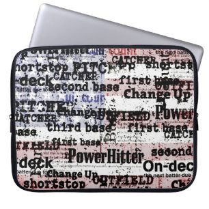 Baseball Glory Grunge American Flagga Grunge Laptop Fodral