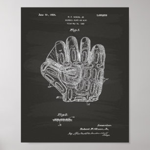 Baseball Glove 1924 Patent Art - Chalkboard Poster