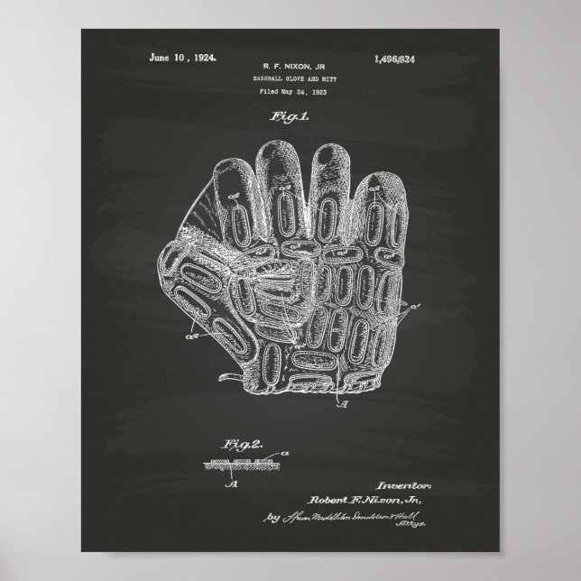 Baseball Glove 1924 Patent Art - Chalkboard Poster (Framsidan)